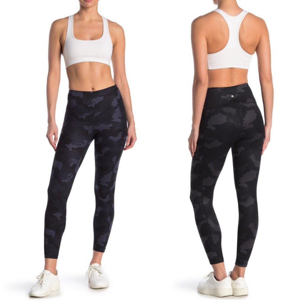 Yogalicious Navy High Waist Camo Print Leggings